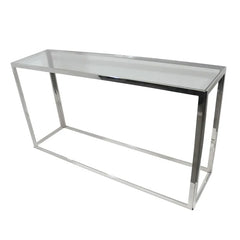 Konsolbord i glas og stål sølv 150x40x78cm by HazenKamp