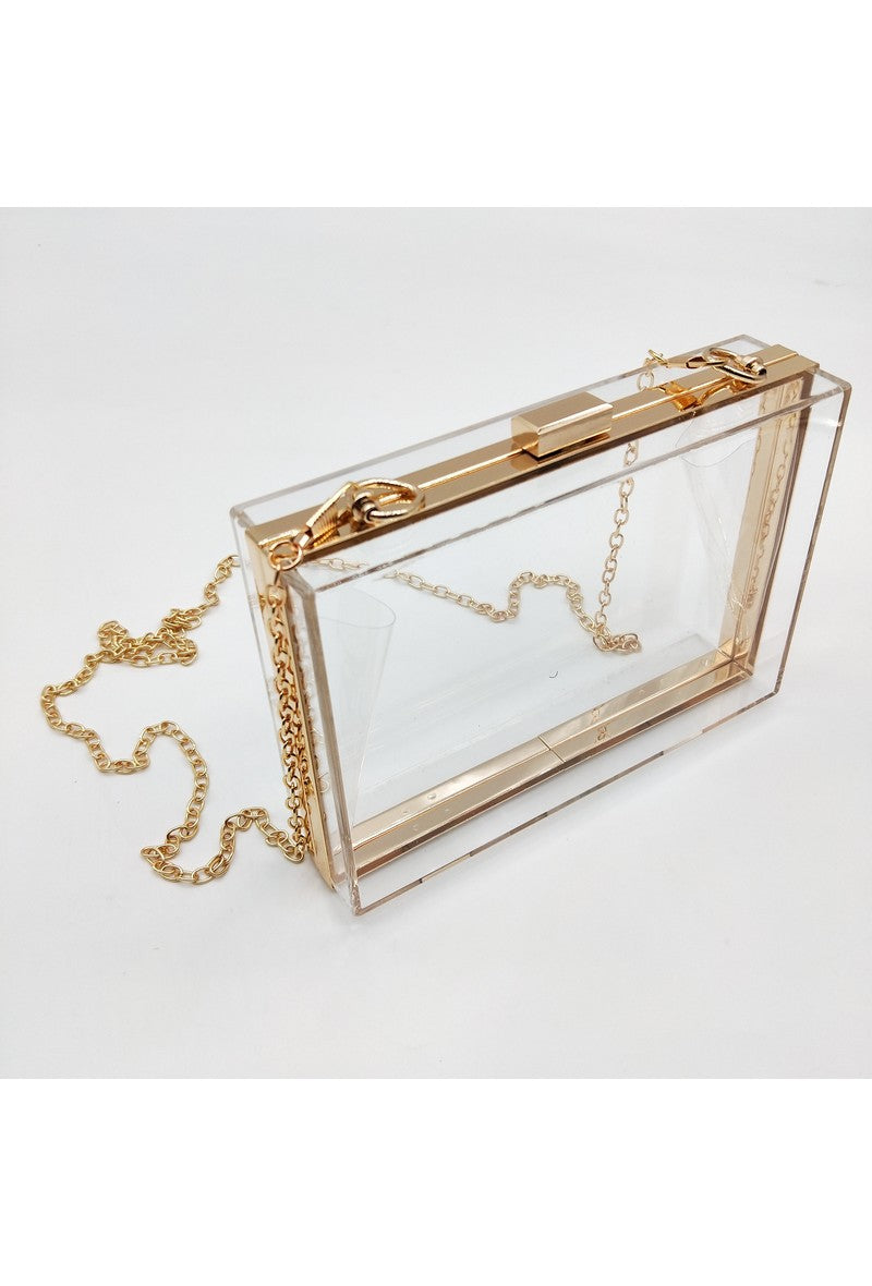 Gennemsigtig taske med guld kæde Elegant clutch til enhver lejlighed by Krone 1