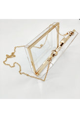 Gennemsigtig taske med guld kæde Elegant clutch til enhver lejlighed by Krone 1