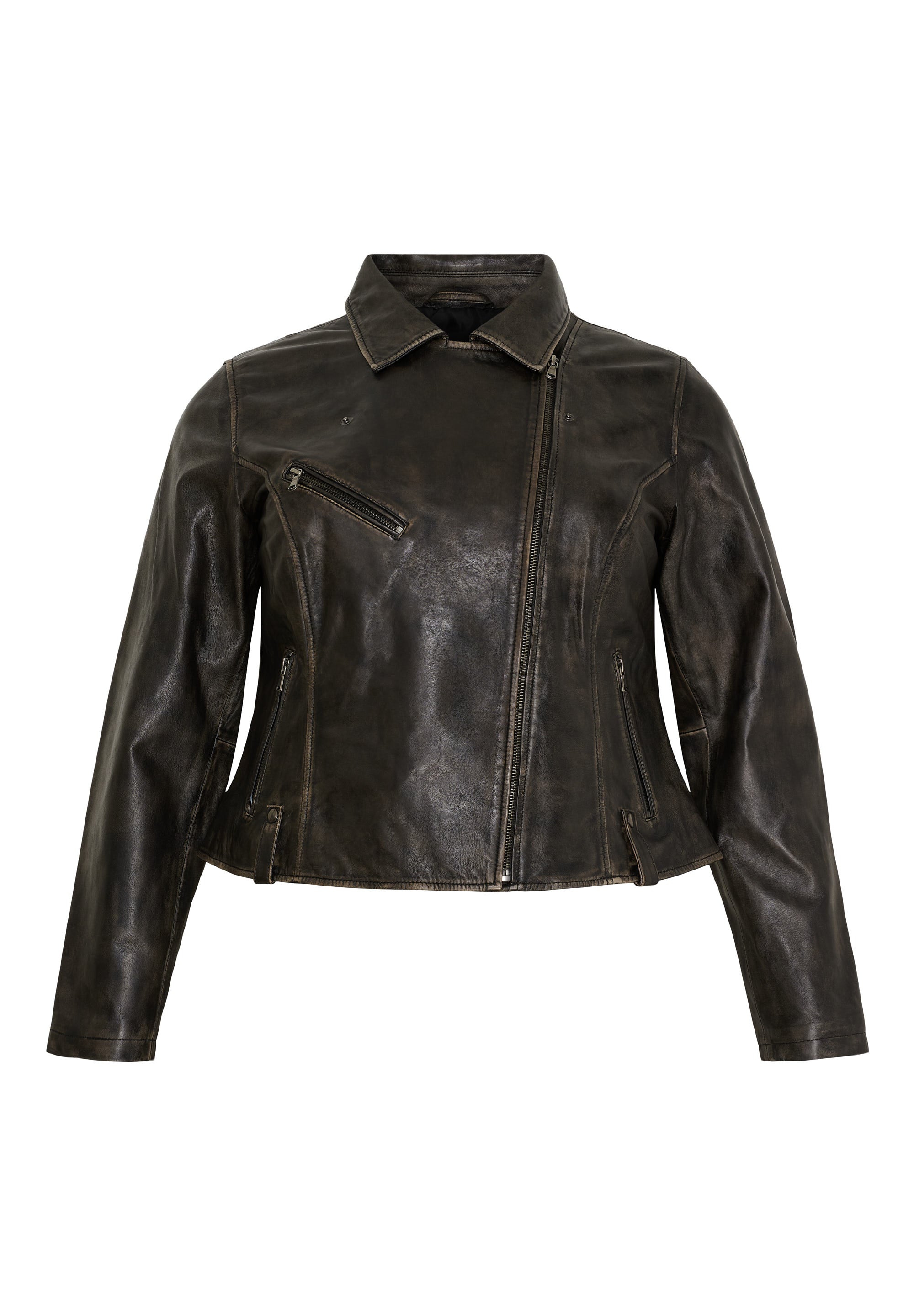 No. 1. By Ox Biker Jakke i Skind Sort Med Beige by No. 1. By Ox