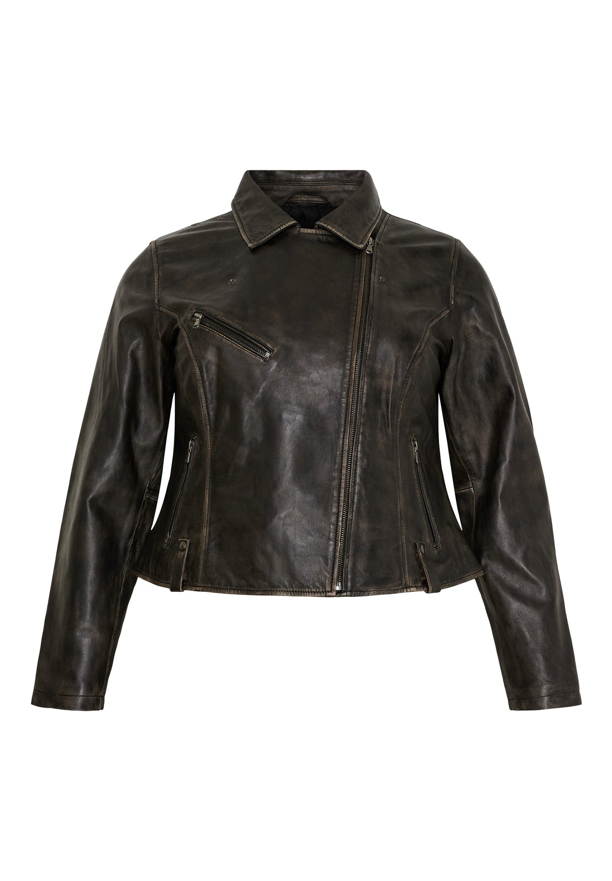 No. 1. By Ox Biker Jakke i Skind Sort Med Beige by No. 1. By Ox