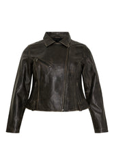 No. 1. By Ox Biker Jakke i Skind Sort Med Beige by No. 1. By Ox