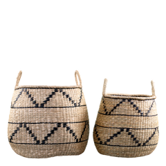 Basket w. pattern set of 2 H40/D45 nature