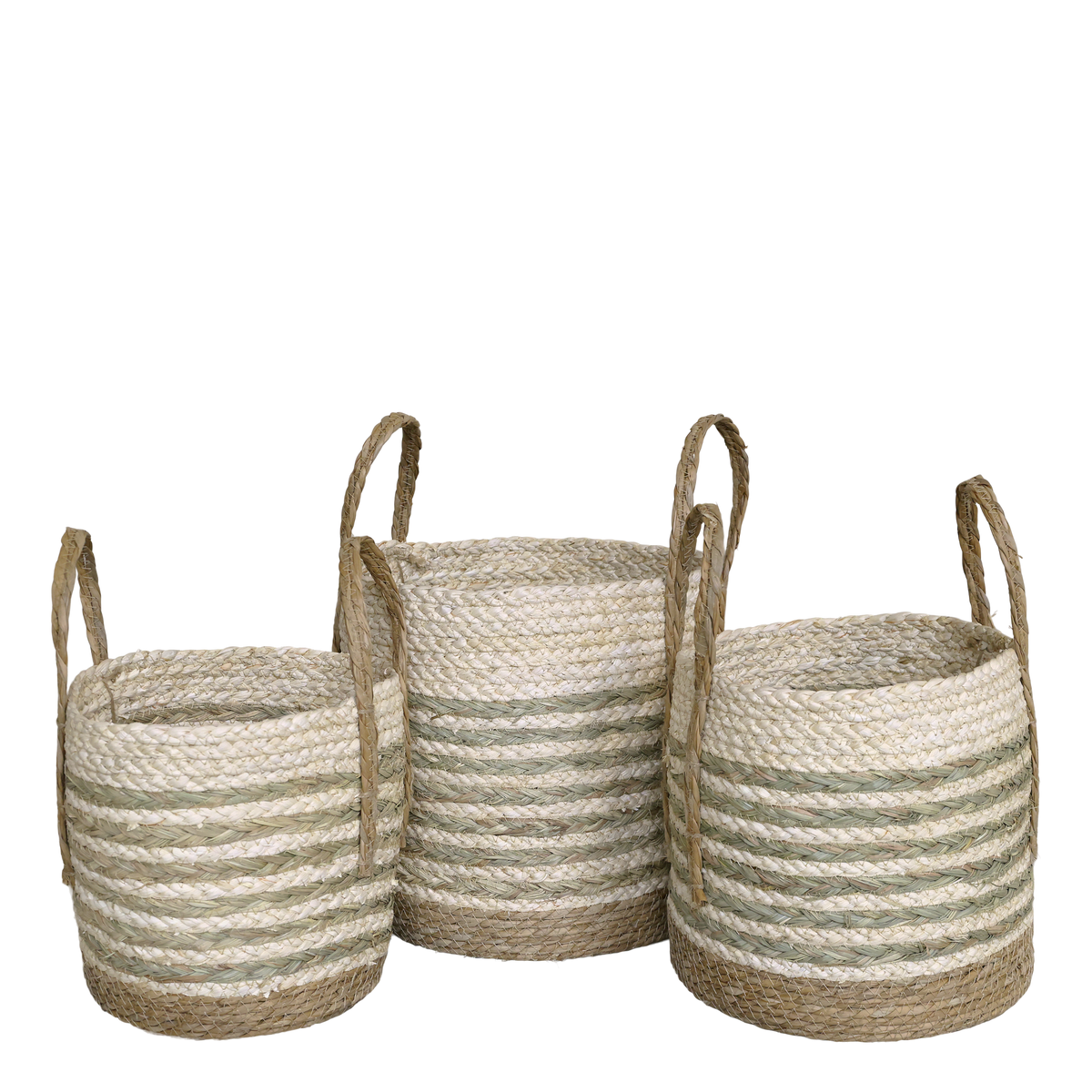 Wicker Basket set of 3 H32/D33 cm nature