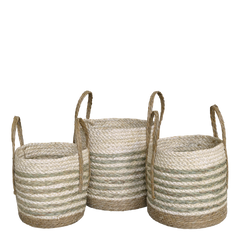 Wicker Basket set of 3 H32/D33 cm nature