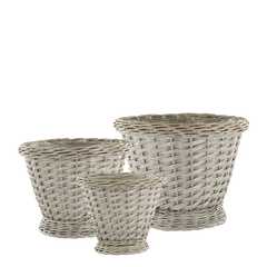 French Basket w. plastic liner set of 3 H33/D42 cm nature