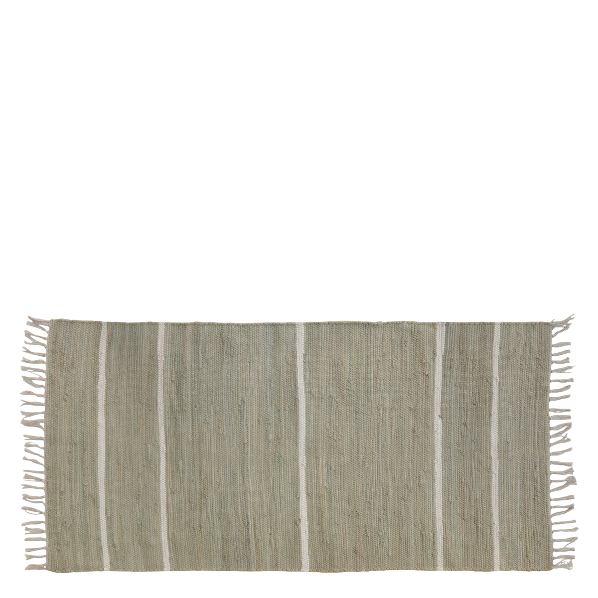 Rag Rug w. stripes L160/W70 cm antique verte