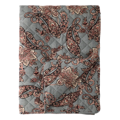 Aix Quilt w. paisley pattern L180/W130 cm opal & taupe