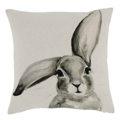 Pillowcase w. rabbit L45/W45 cm linen - Levering til primo april