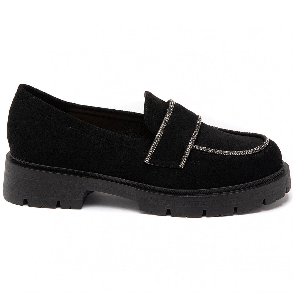 Loafers i ruskindslook med bling by Krone 1