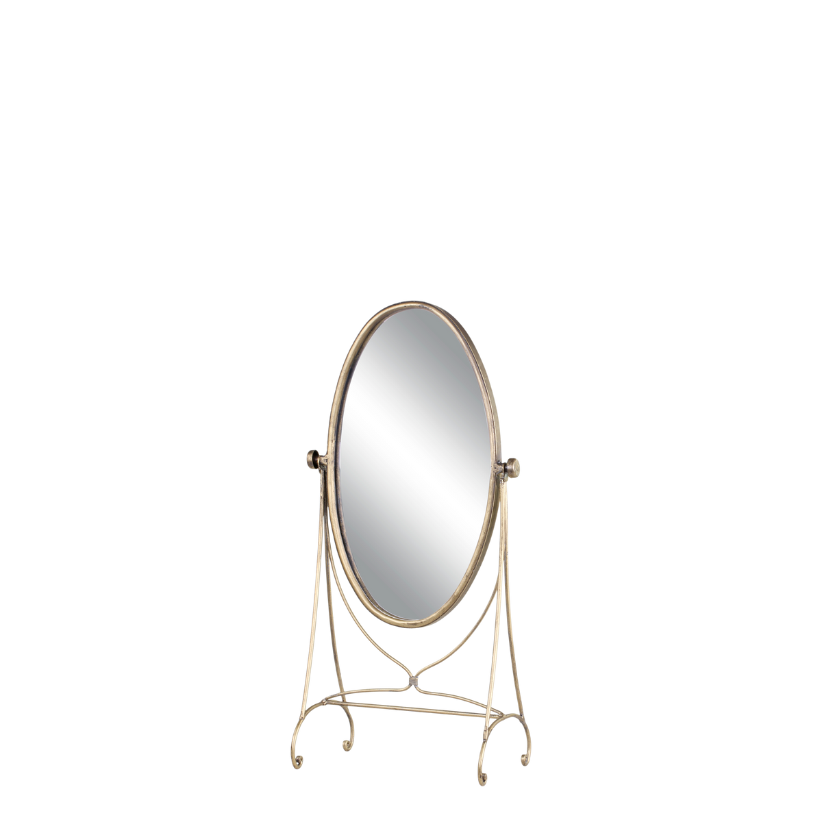 Table Mirror on foot H51.5/L22/W17 cm antique brass