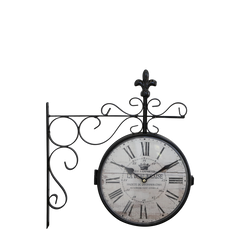 Wall Clock double H41/L36/W8 cm black