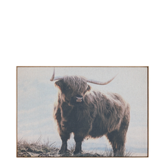 Picture w. bull & nature frame H53/L77/W2 cm nature