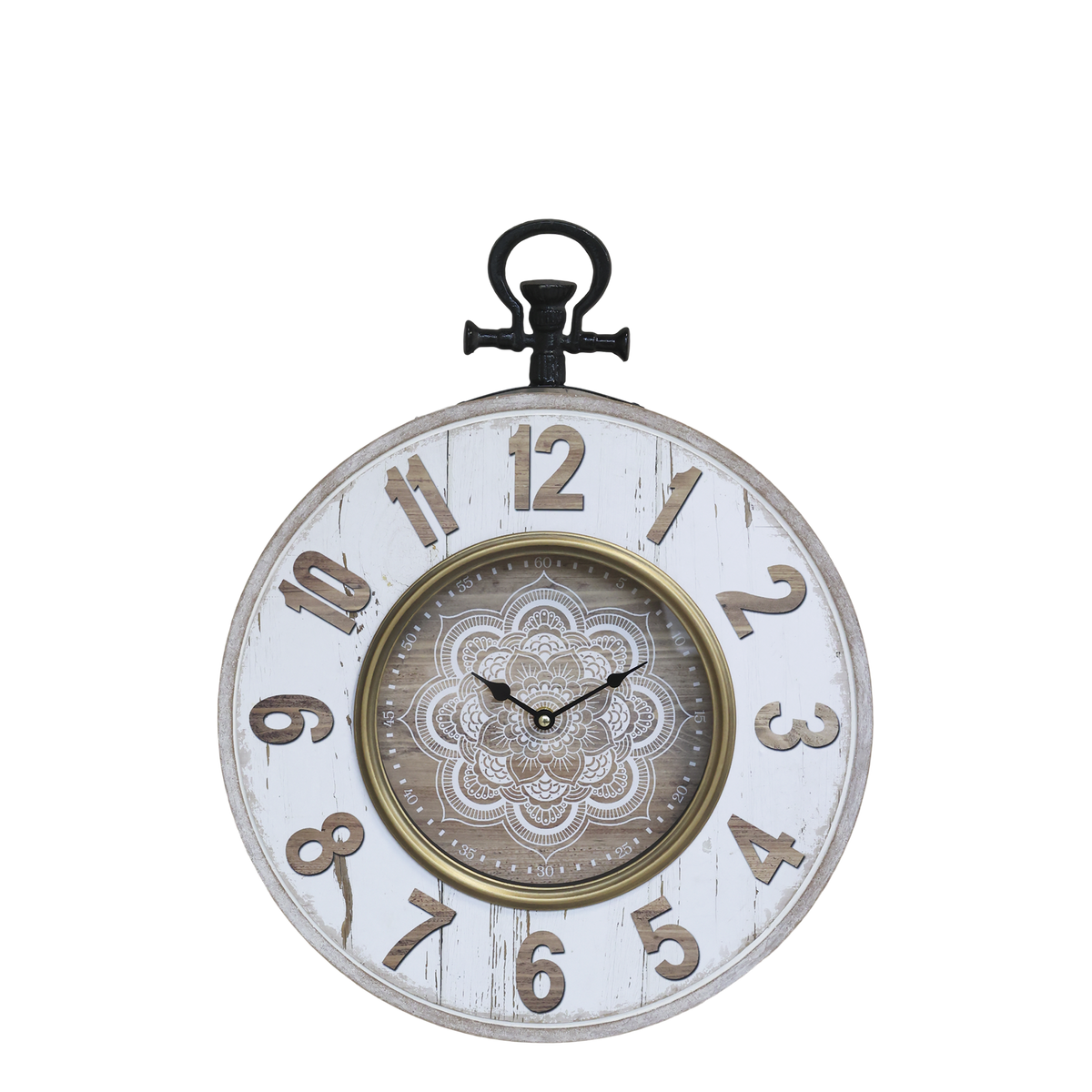 Wall Clock H50/L40/W6.5 cm antique cream