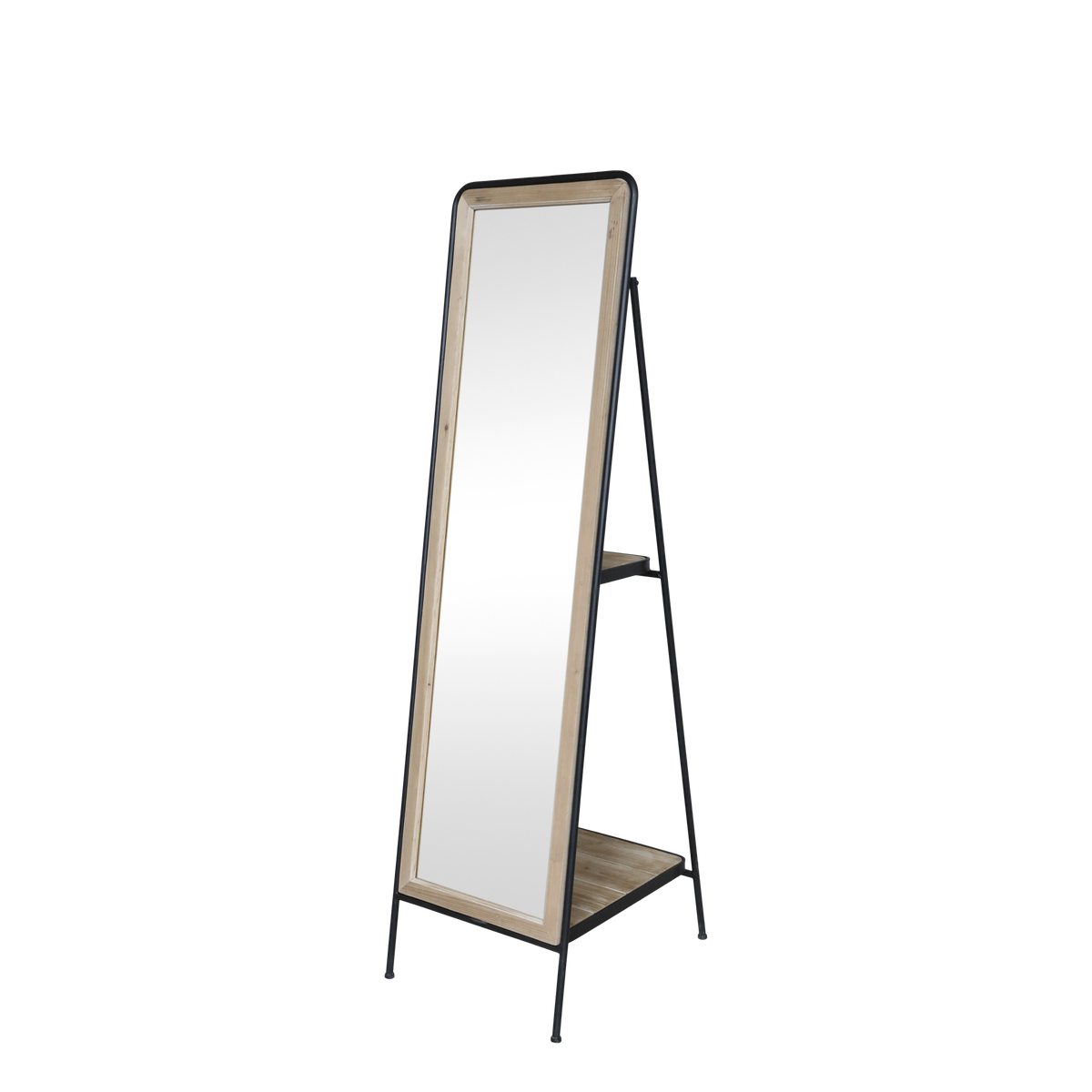 Floor Mirror w. shelves on backside H168/L55/W38 cm nature