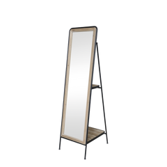 Floor Mirror w. shelves on backside H168/L55/W38 cm nature