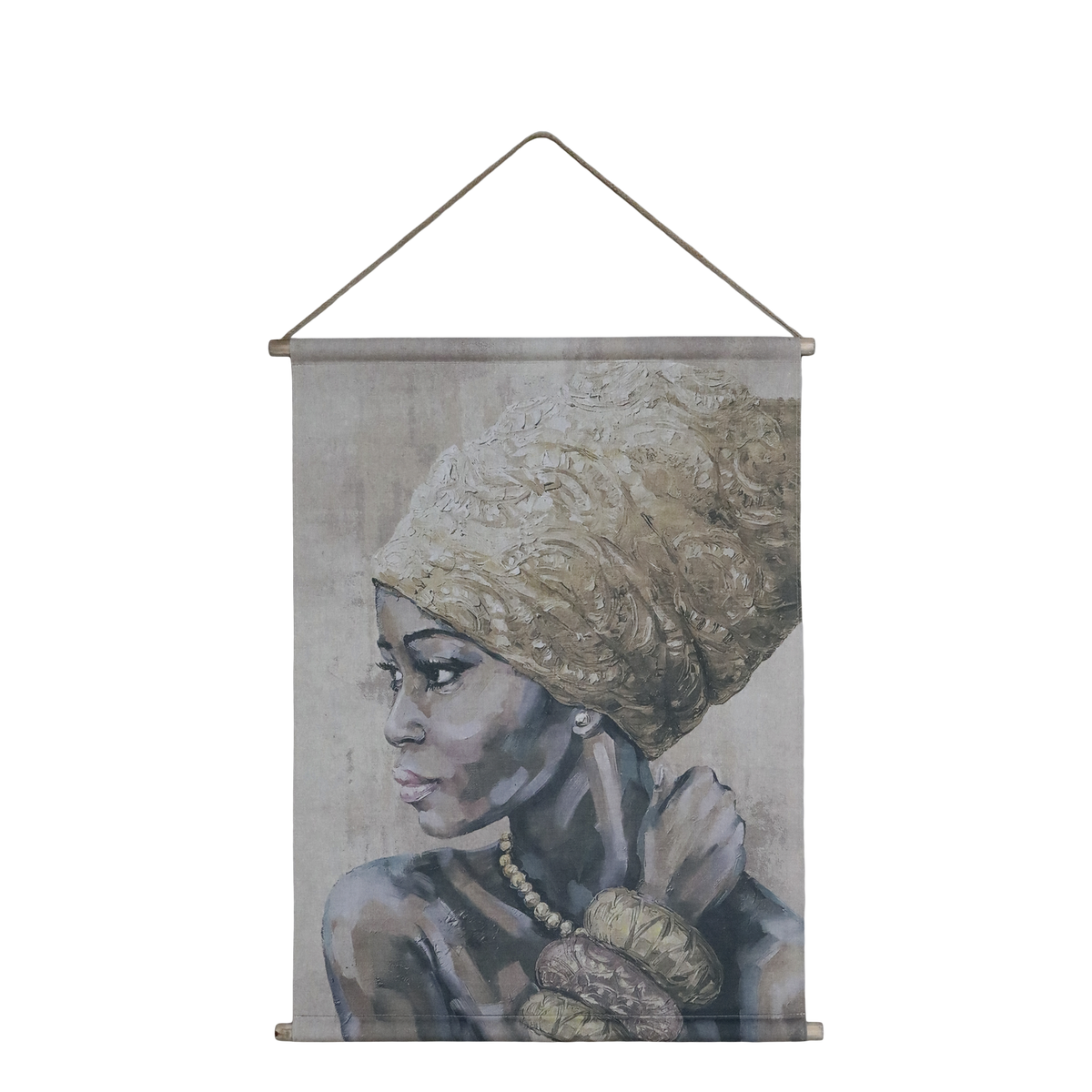 Canvas for hanging w. woman H97/L76 cm nature