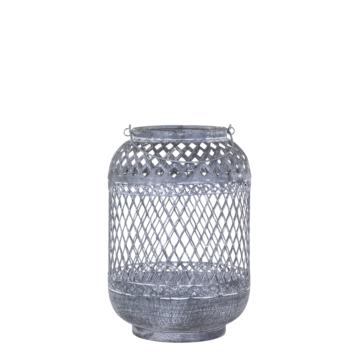 Lantern w. pattern H29/D19 cm antique zinc