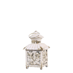 Lantern w. pattern H18.5/L10.5/W10.5 cm antique cream