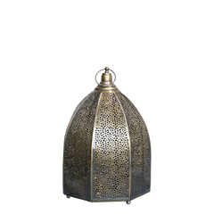 Lantern w. hole pattern H38,5/D26.5 cm antique brass