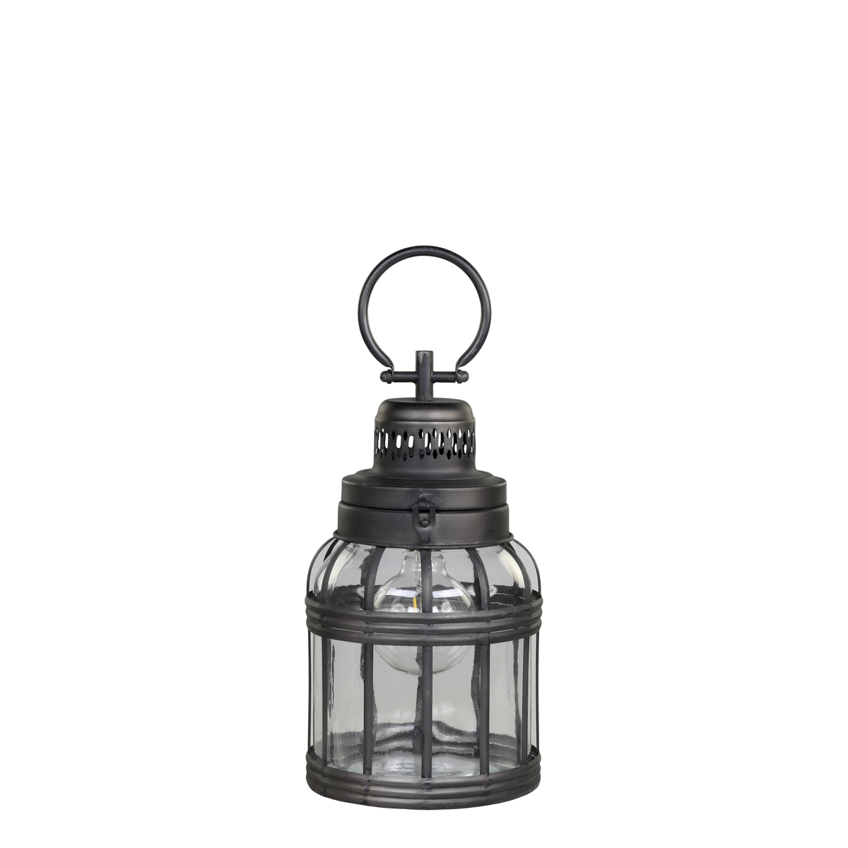 Stable Lantern incl. bulb & timer H39.5/D17 cm antique coal