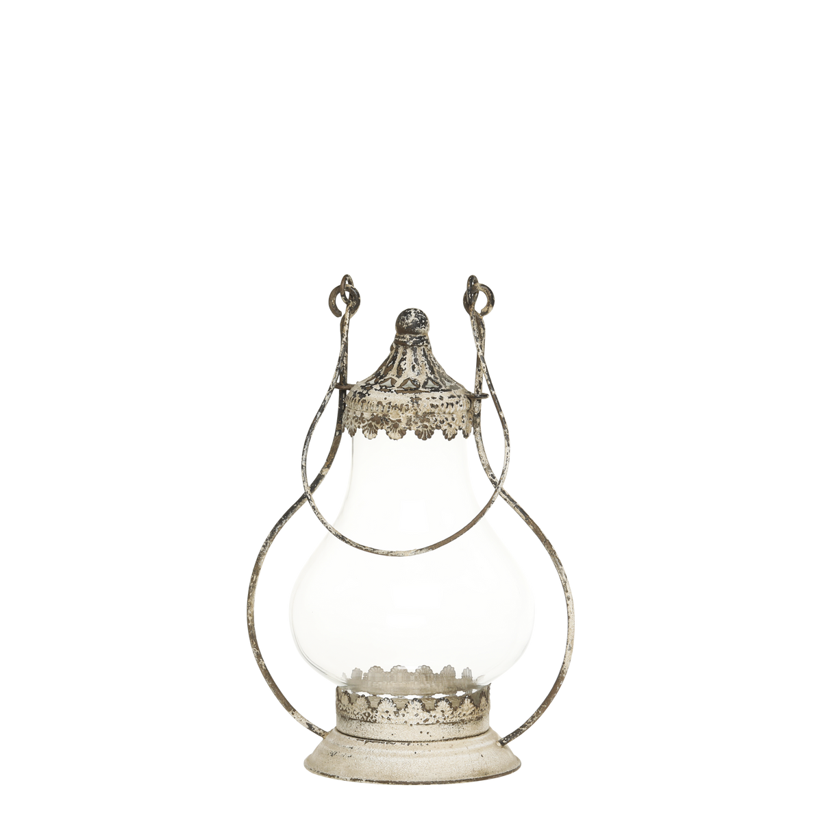 Lantern w. handle H31/L21/W16 cm antique cream