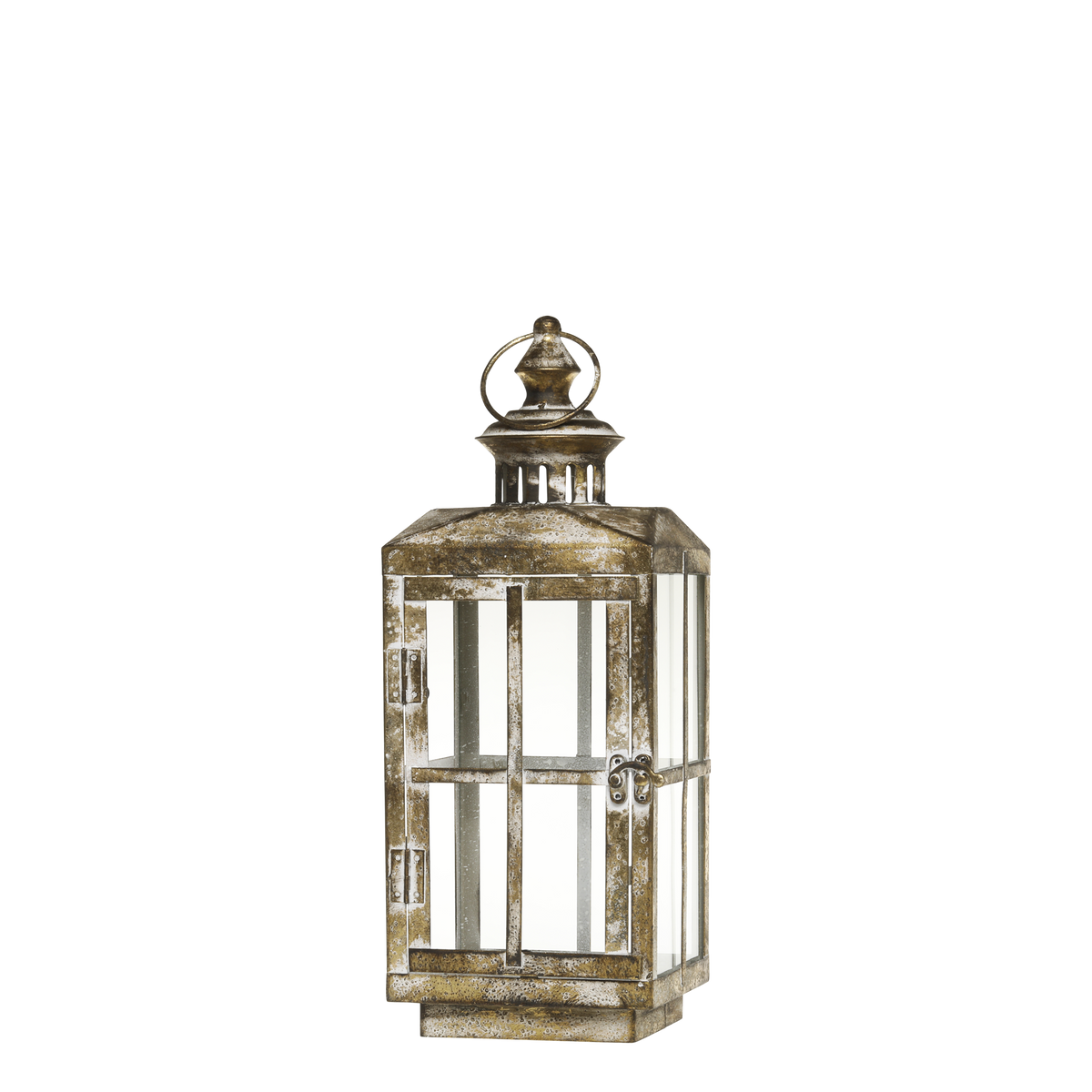 Lantern H40/L16/W16 cm antique brass