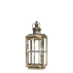 Lantern H40/L16/W16 cm antique brass