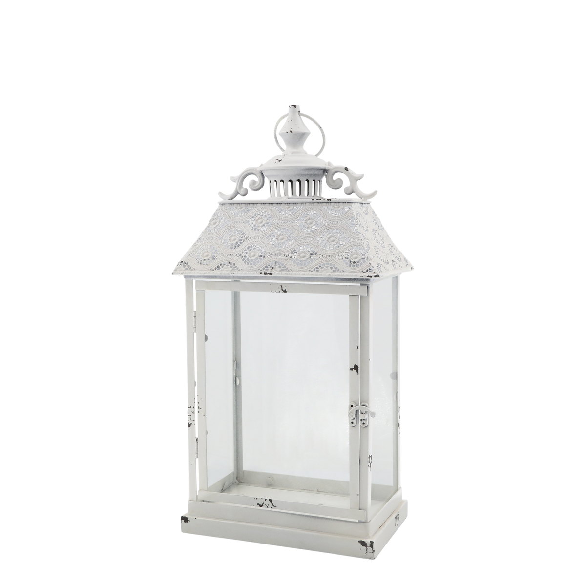 Lantern w. pattern H49/L25.5/W15.5 cm antique cream