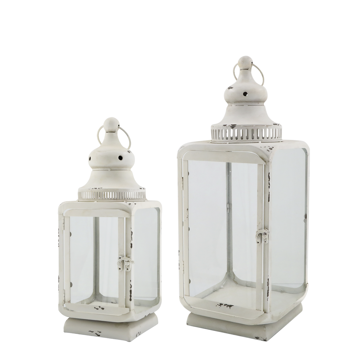 Lantern w. grooves set of 2 H54/L20/W20 cm antique cream