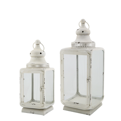 Lantern w. grooves set of 2 H54/L20/W20 cm antique cream