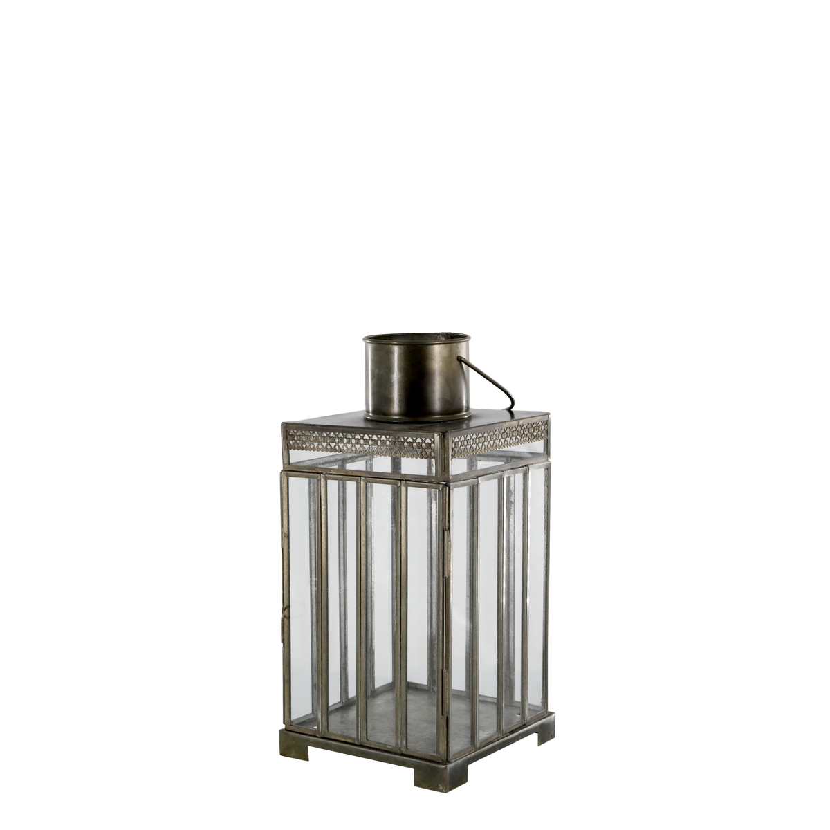 Lantern w. pattern H25.5/L14.5/W14.5 cm antique brass