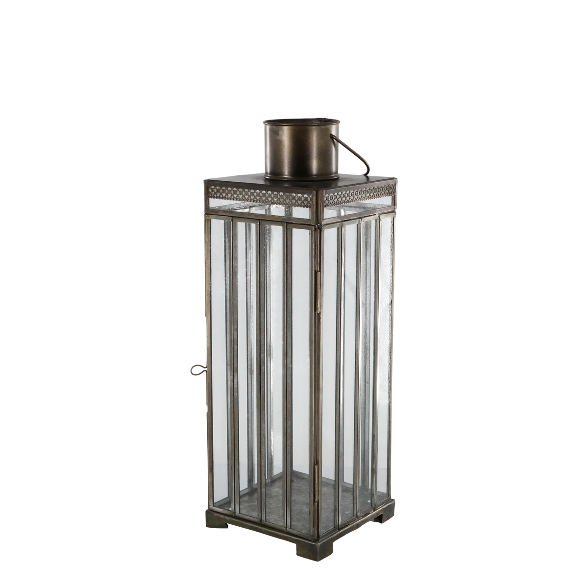 Lantern w. pattern H40.5/L14.5/W14.5 cm antique brass