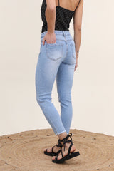 Jeans med bling forneden og fryns