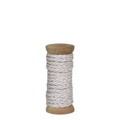 Ribbon braided  L10 M/W 8 mm on wooden spool cream/silver