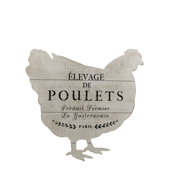 Sign Poulets H43/L43/W1.5 cm cream