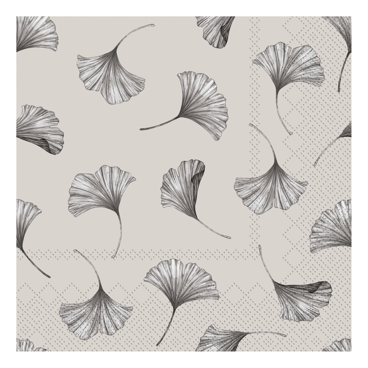 Napkin w. leaves L16/W16 cm French grey