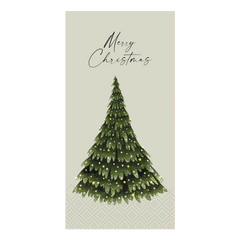 Napkin w. Christmas tree & Merry Christmas L20/W10 cm verte