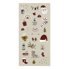 Napkin w. Christmas motifs L20/W10 cm French grey