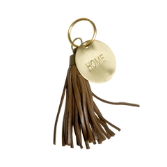 Keychain in leather Home L16 cm cognac