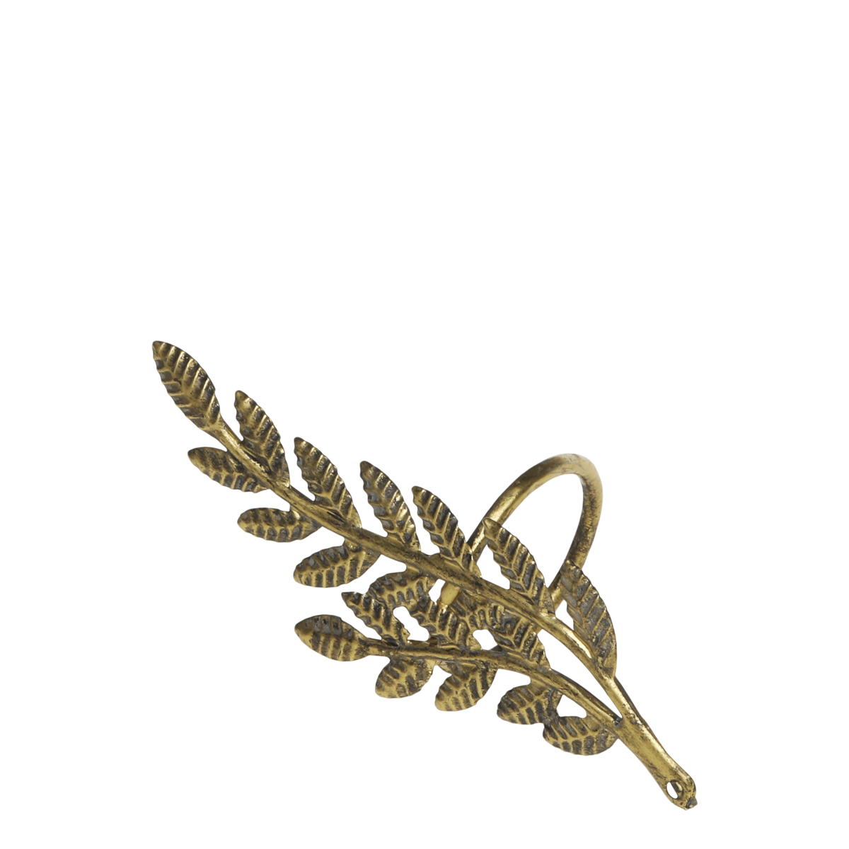 Napkin Ring w. leaf H12/L4.5/W4 cm antique brass