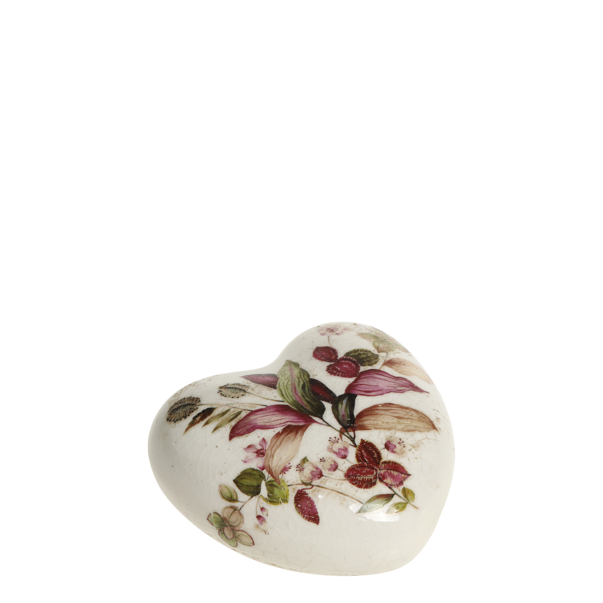 Florac Heart w. floral motif H4/L8.5/W8.5 cm cream