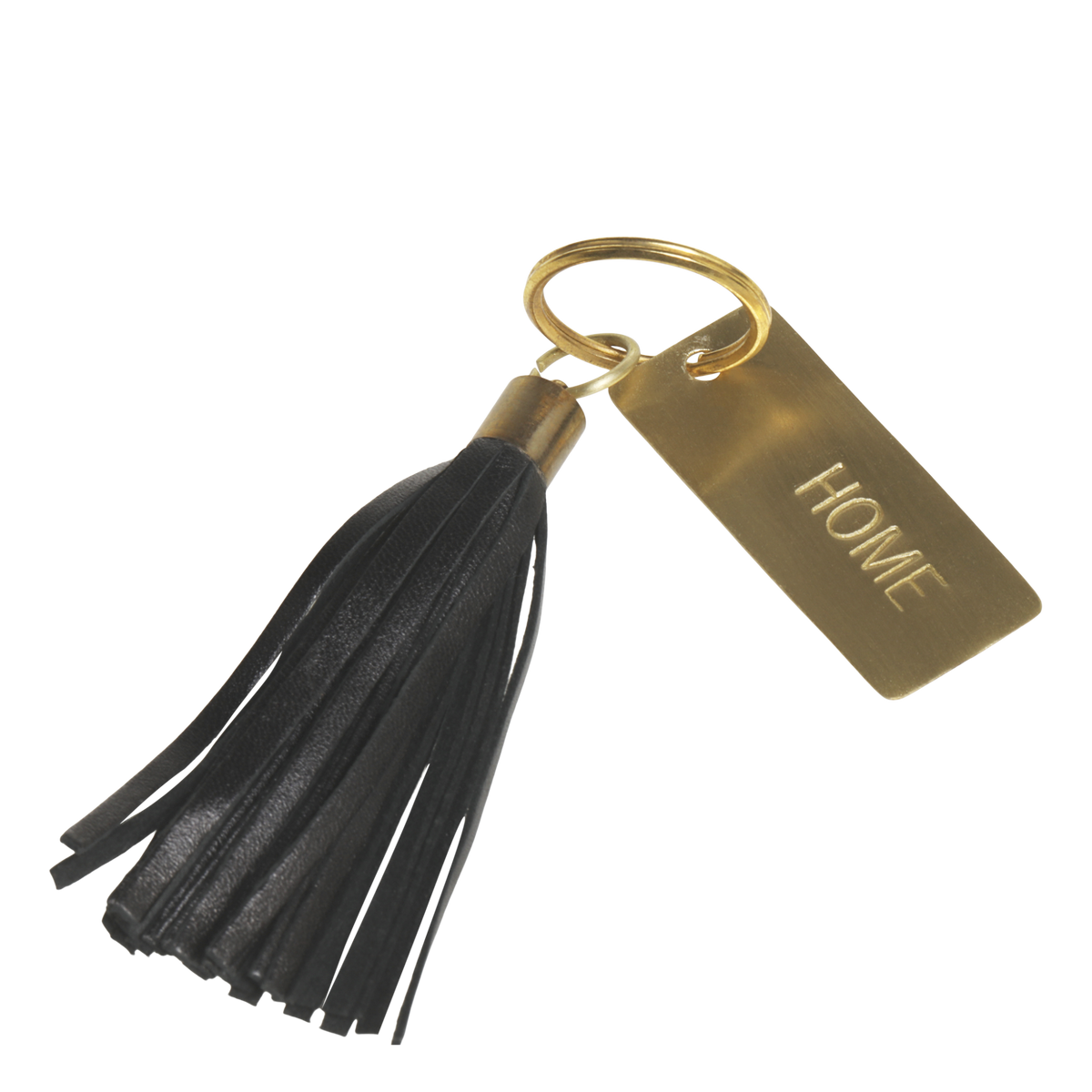 Keychain in leather Home L16 cm black