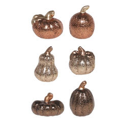 Pumpkin w. glitter set of 6 H7/D5 cm assorted colours