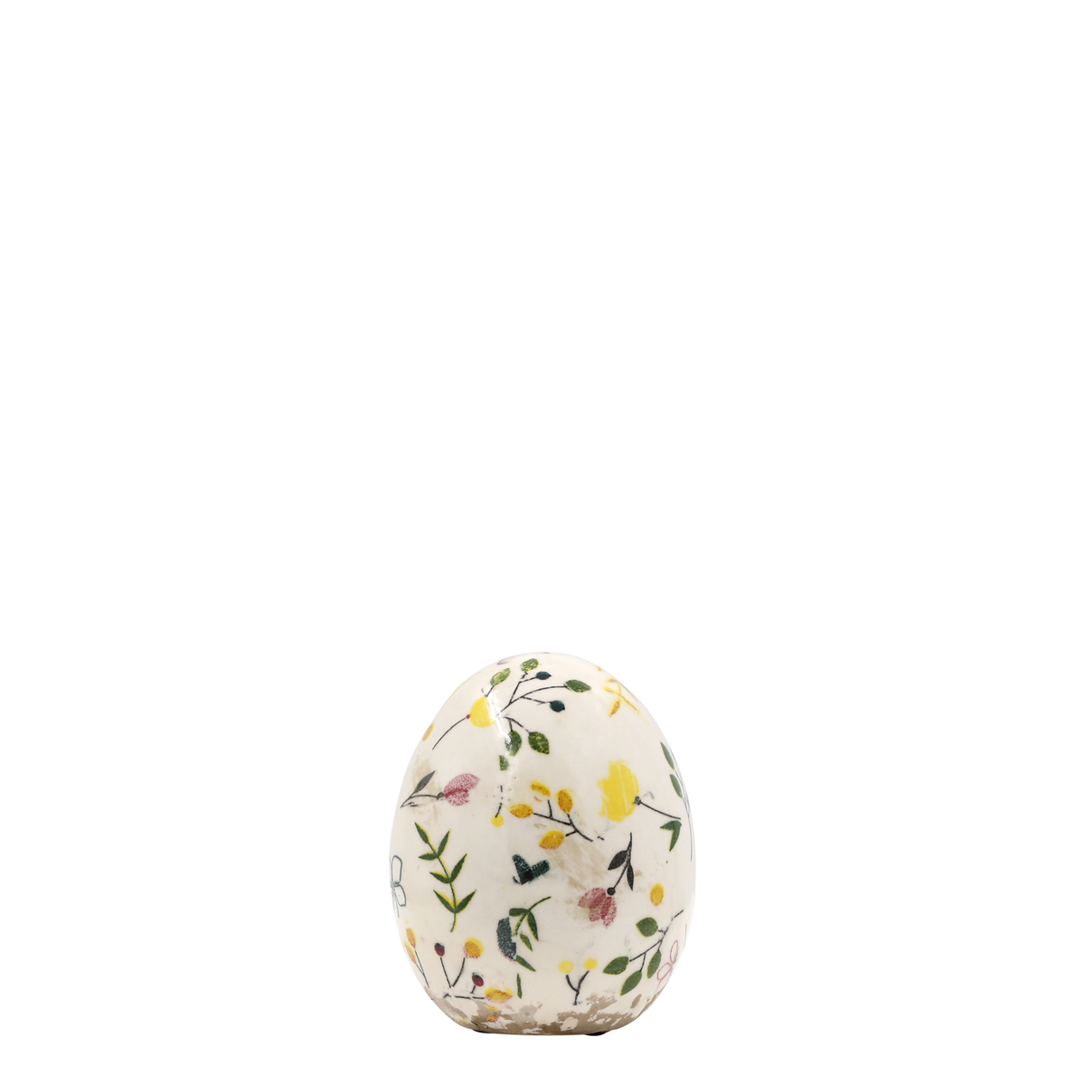 Cavaillon Egg w. floral motif for deco H8/D6.5 cm cream