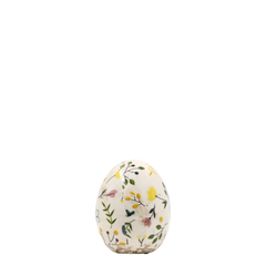 Cavaillon Egg w. floral motif for deco H8/D6.5 cm cream