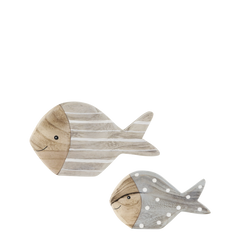 Fish set of 2 H11/L17.5/W4 cm grey