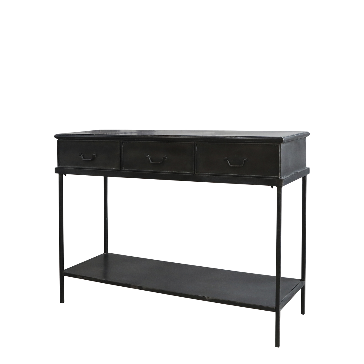 Console Table w. 3 drawers H91/L123/W41 cm antique black