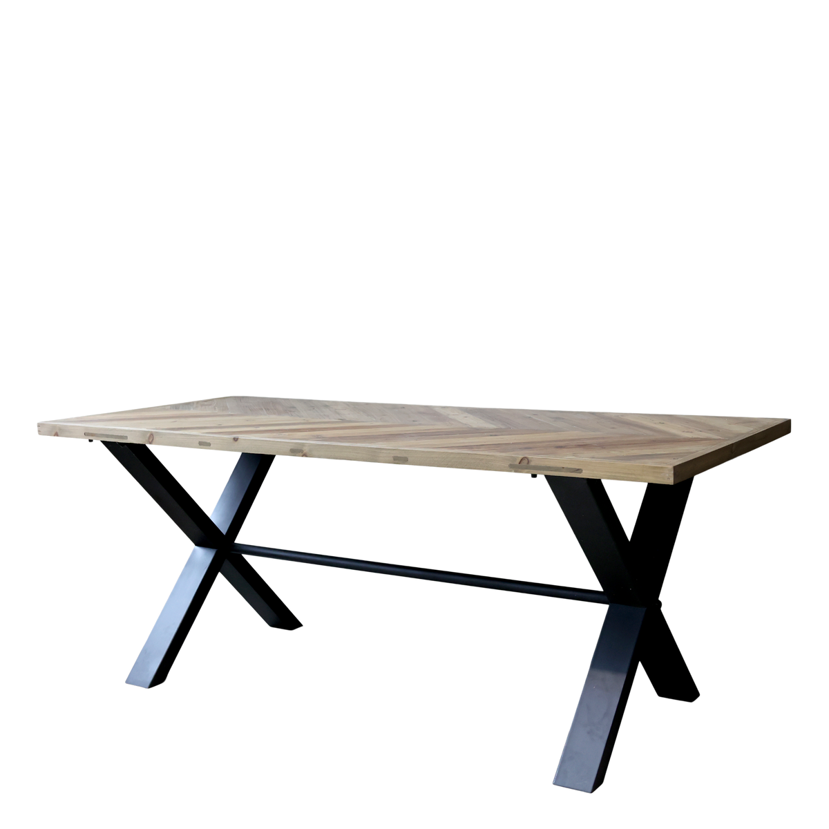 Dining Table w. herringbone pattern H77/L200/W90 cm nature