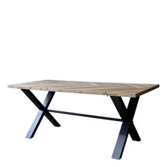 Dining Table w. herringbone pattern H77/L200/W90 cm nature